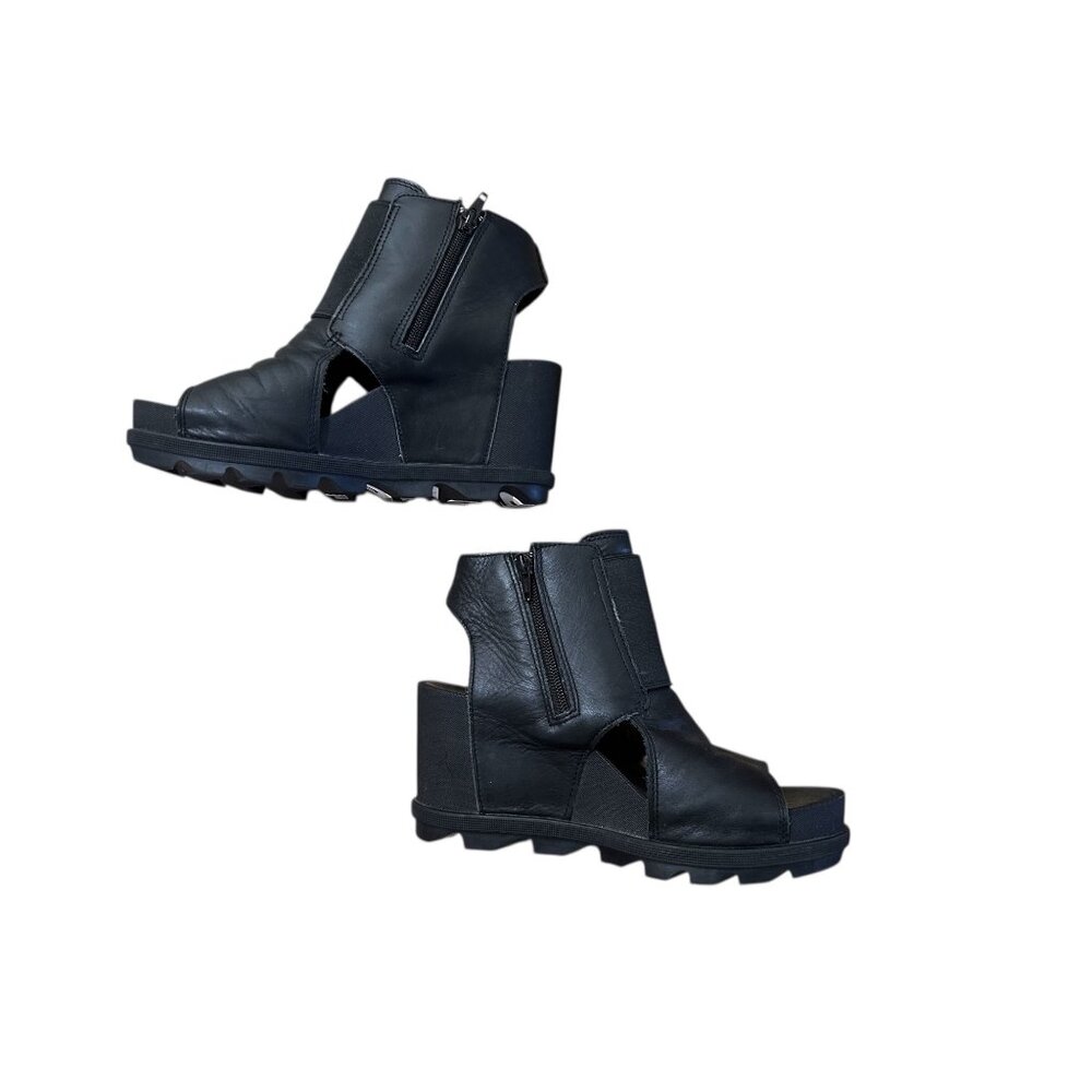 Sorel Joanie II Bootie Platform Sandals Womens 9 Black Cut Out Comfort Zipper - Picture 14 of 14